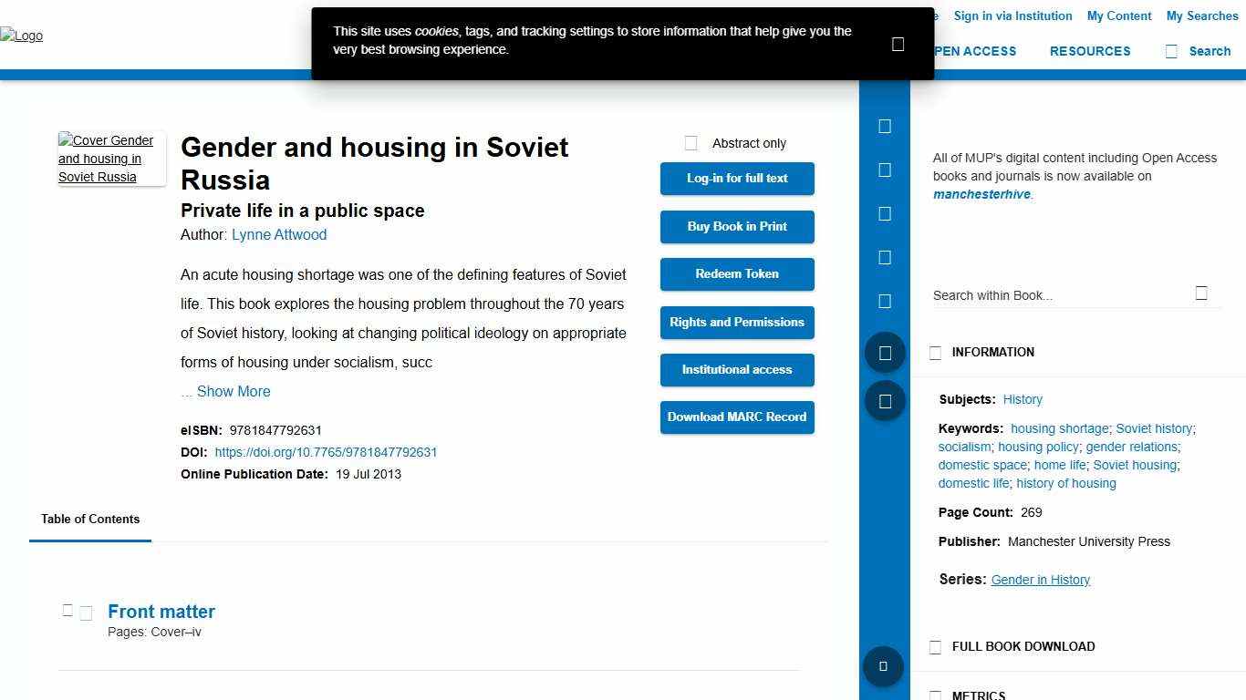 Gender and housing in Soviet Russia – Private life in a public space | manchesterhive
