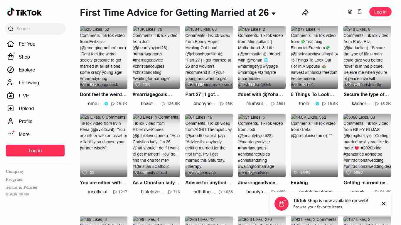 First Time Advice for Getting Married at 26 | TikTok